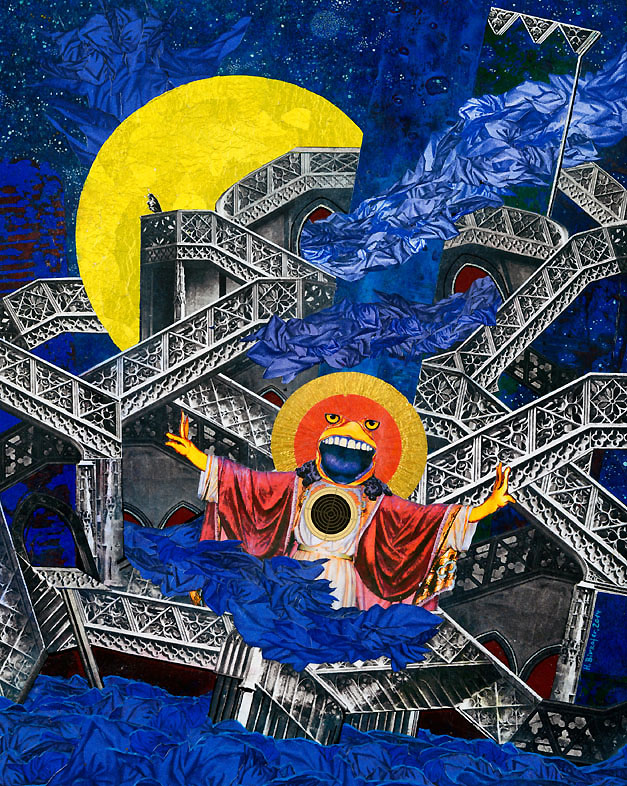 Holy Frogg 2    2014   64 x 50 cm   Collage und Gouache auf Papier 